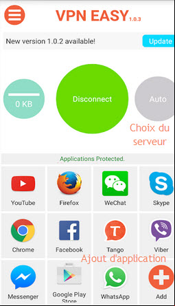VPN EASY ajout d'applications à protéger